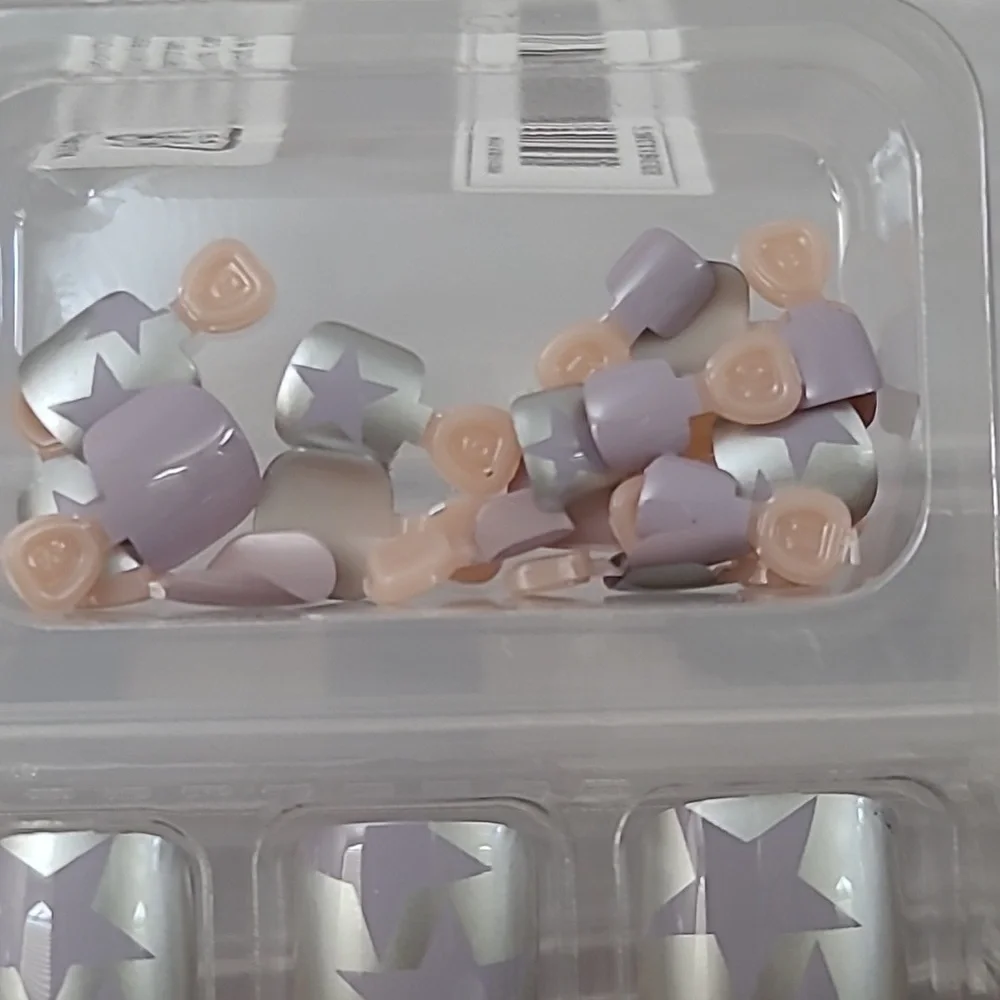 2/$16 Purple Stars & Silver Press on Toenails